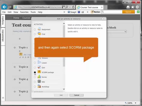 upload scorm to moodle